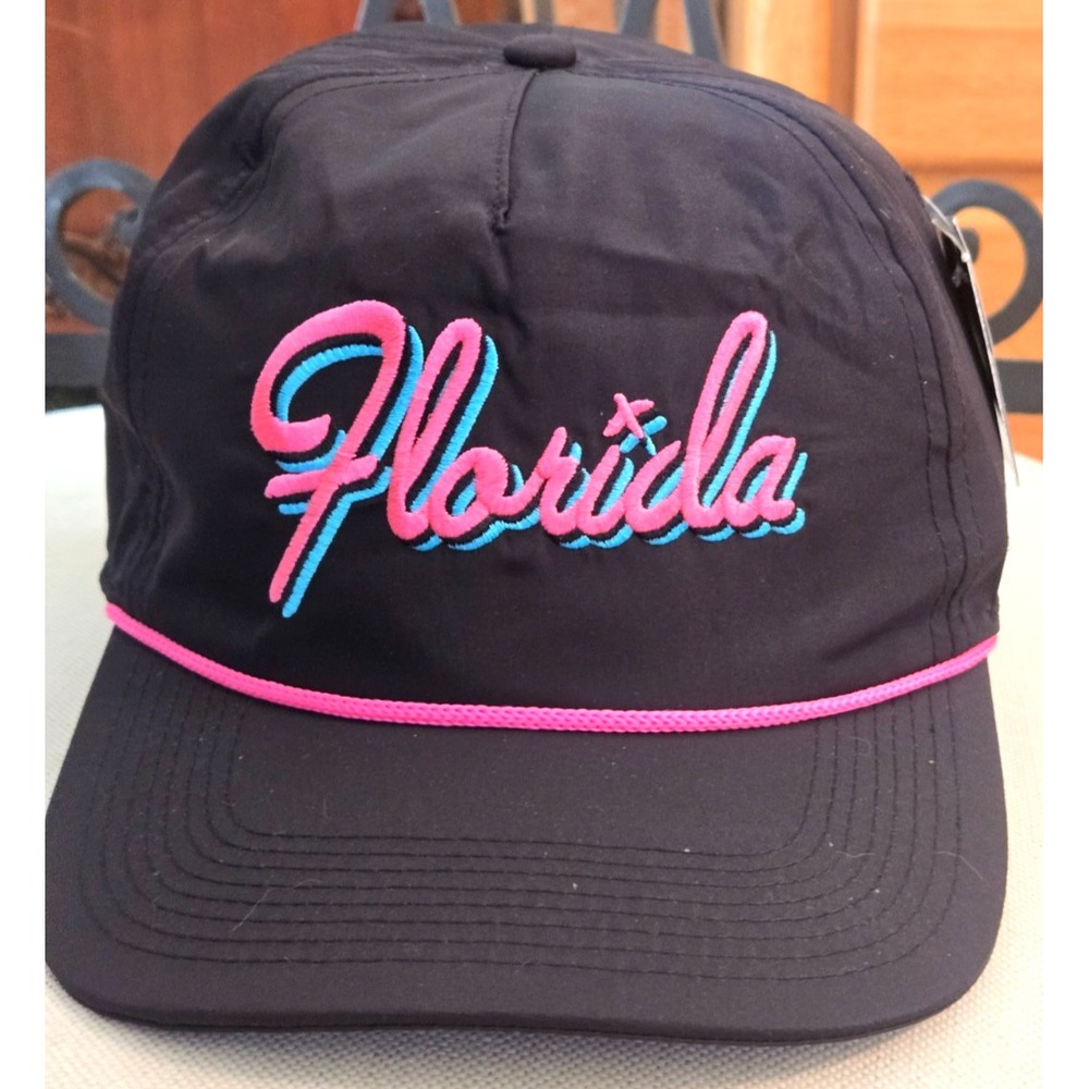Bad Birdie Florida Rope Adjustable Golf Hat Black w/Pink Accent OS - NWT